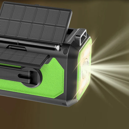 12000 mAh nødradio med doble solcellepaneler og sveiv (AM/FM/NOAA)