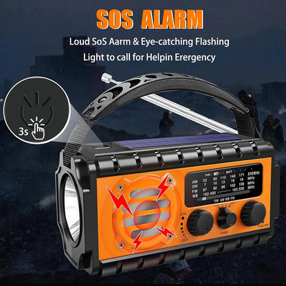 20 000 mAh nødradio med solcellepanel