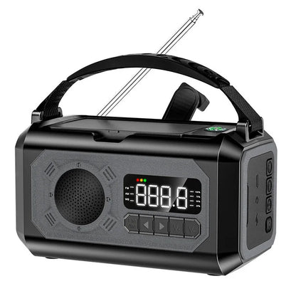 12000 mAh nødradio med doble solcellepaneler og sveiv (AM/FM/NOAA)
