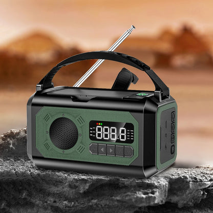 12000 mAh nødradio med doble solcellepaneler og sveiv (AM/FM/NOAA)