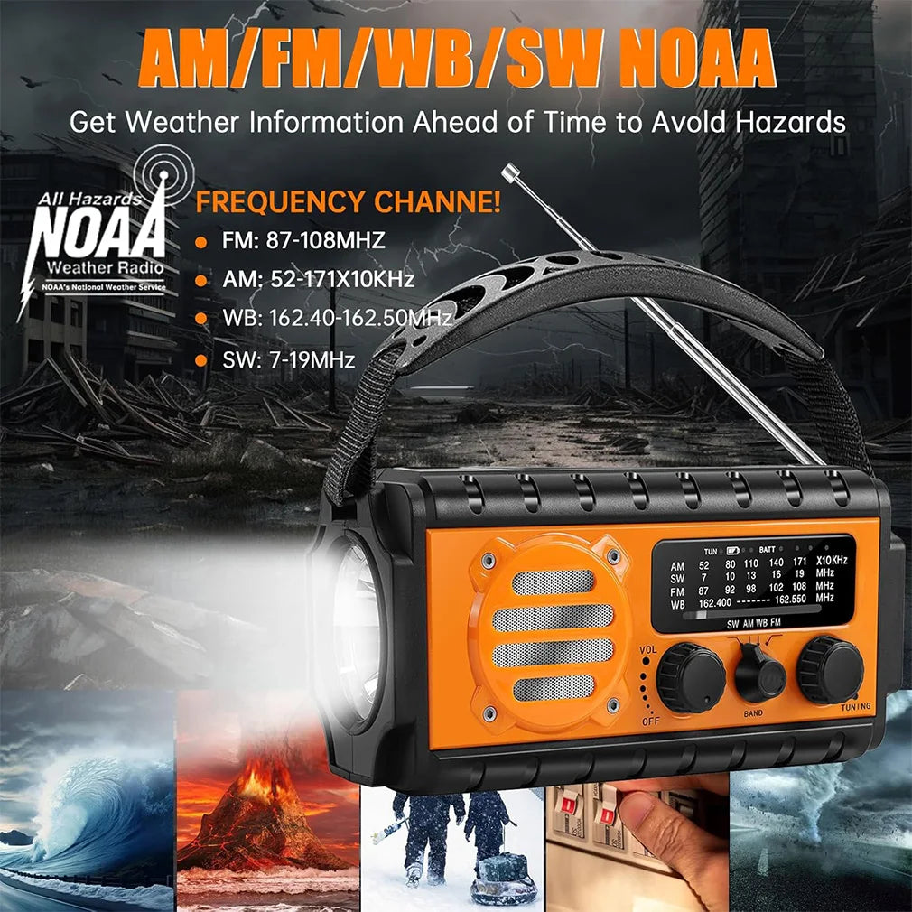 20 000 mAh nødradio med solcellepanel