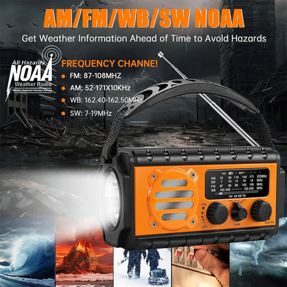 20 000 mAh nødradio med solcellepanel