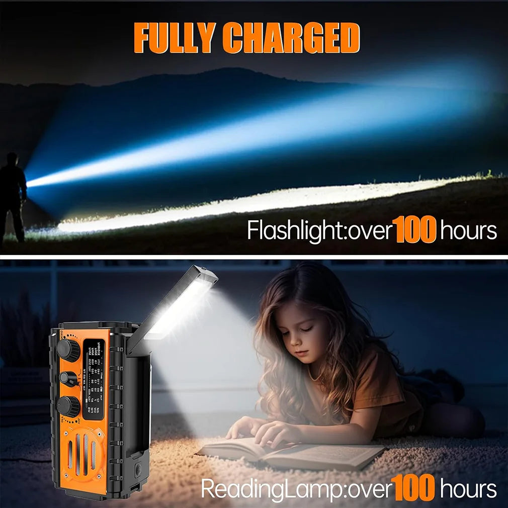 20 000 mAh nødradio med solcellepanel