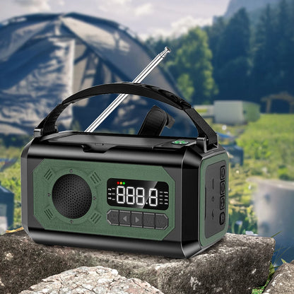 12000 mAh nødradio med doble solcellepaneler og sveiv (AM/FM/NOAA)