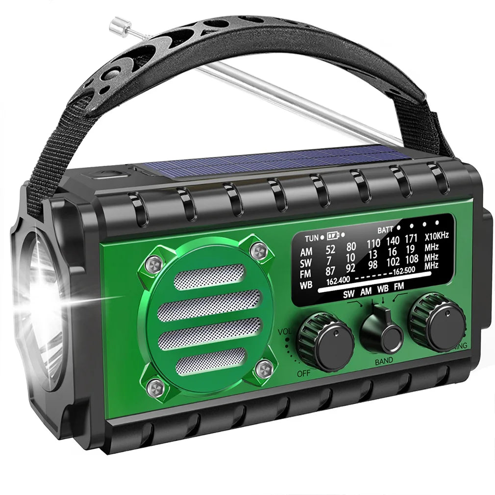 20 000 mAh nødradio med solcellepanel
