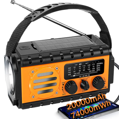 20 000 mAh nødradio med solcellepanel