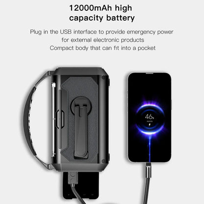 12000 mAh nødradio med doble solcellepaneler og sveiv (AM/FM/NOAA)