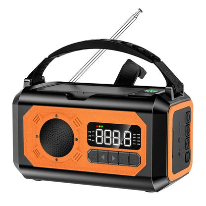 12000 mAh nødradio med doble solcellepaneler og sveiv (AM/FM/NOAA)